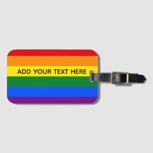 Étiquette À Bagage Gay pride LGBT Rainbow Stripes Texte personnalisé 