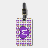 Étiquette À Bagage Gay pride Rainbow Cake Purple Heart Monogramme (Devant Vertical)