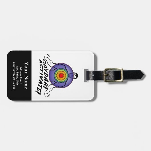 Étiquette À Bagage Gaydar ! Activez ! Homosexuel d'arc-en-ciel (Devant horizontal)