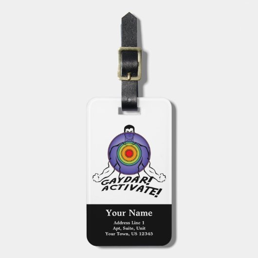 Étiquette À Bagage Gaydar ! Activez ! Homosexuel d'arc-en-ciel (Devant Vertical)