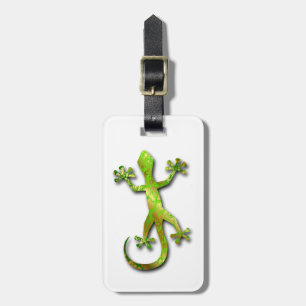 Étiquette À Bagage Gecko vert avec le motif d'or