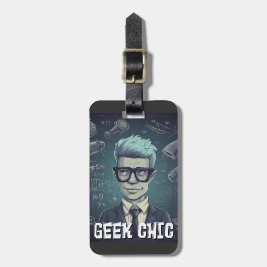 Étiquette À Bagage Geek Chic AI Généré - Drôle Geek Sarcastique Nerdy (Devant Vertical)