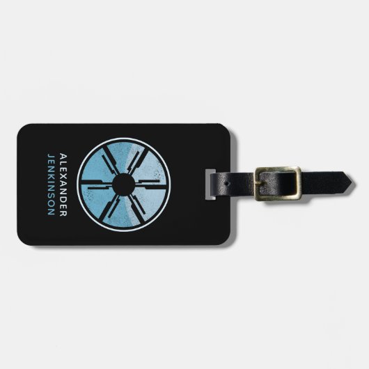 Étiquette À Bagage Geek SciFi déstabilisé Space Blue Ombre (Devant horizontal)