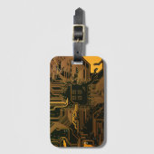 Étiquette À Bagage Geek Sortie carte circuit électronique orange PCB  (Devant Vertical)