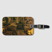 Étiquette À Bagage Geek Sortie carte circuit électronique orange PCB  (Devant Horizontal)