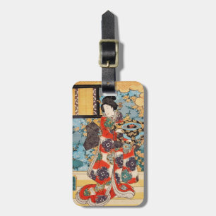 Étiquette À Bagage Géisha japonaise vintage classique Utagawa ukiyo-e
