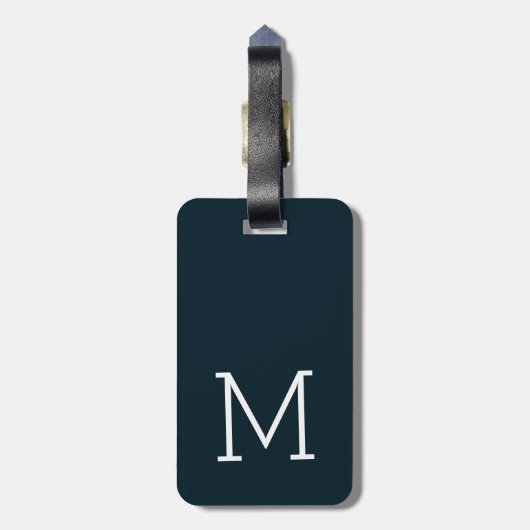 Étiquette À Bagage gentil monogrammed deep-blue Mr & Mrs worldmap (Dos Vertical)