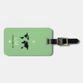 Étiquette À Bagage gentil sauge GREEN étiquette de voyage avec le nom (Devant horizontal)