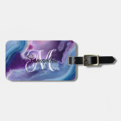 Étiquette À Bagage Géode Agate Purple Blue et Lavender (Devant horizontal)