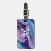 Étiquette À Bagage Géode Agate Purple Blue et Lavender (Devant Vertical)