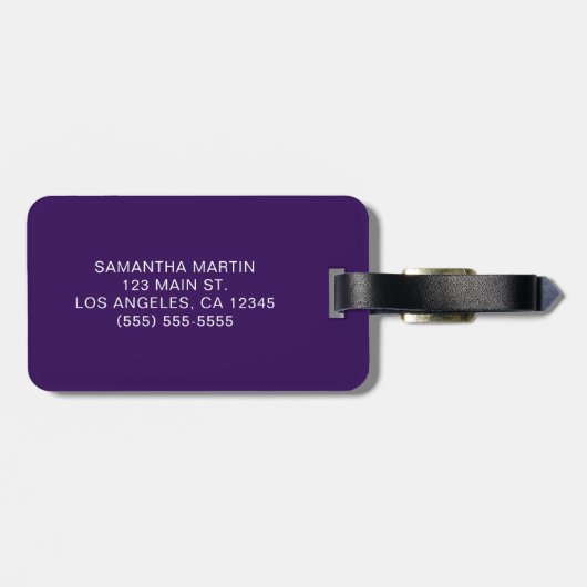 Étiquette À Bagage Géode Agate Purple Blue et Lavender (Dos horizontal)