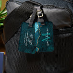Étiquette À Bagage Géode Agate Stylé Monogramme vert Turquoise<br><div class="desc">Élégante Géode Agate Turquoise Monogramme Vert Bagage Balise</div>