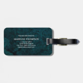 Étiquette À Bagage Géode Agate Stylé Monogramme vert Turquoise (Dos horizontal)