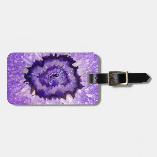 Étiquette À Bagage Géode d'âge violet de plumes (Devant horizontal)