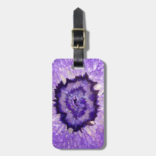 Étiquette À Bagage Géode d'âge violet de plumes (Devant Vertical)