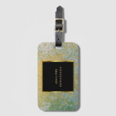 Étiquette À Bagage Géographie en pierre turquoise et or élégant (Devant Vertical)