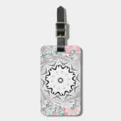 Étiquette À Bagage Géométrie en cyan rose africain (Devant Vertical)