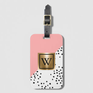 Étiquette À Bagage Géométrie rose et Pois