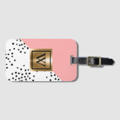Étiquette À Bagage Géométrie rose et Pois (Devant Horizontal)