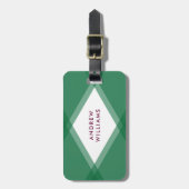 Étiquette À Bagage Géométrique moderne vert et violet (Devant Vertical)