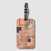 Étiquette À Bagage Géométrique orange gris grunge élégant (Devant Vertical)