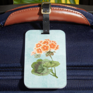 Étiquette À Bagage Géranium sur Denim vieilli