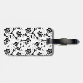 Étiquette À Bagage Gerbera rose marguerite noir blanc damassé Floral (Dos horizontal)