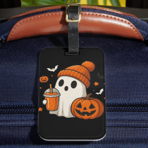 Étiquette À Bagage Ghost d'Halloween mignonne avec Citrouille et boir
