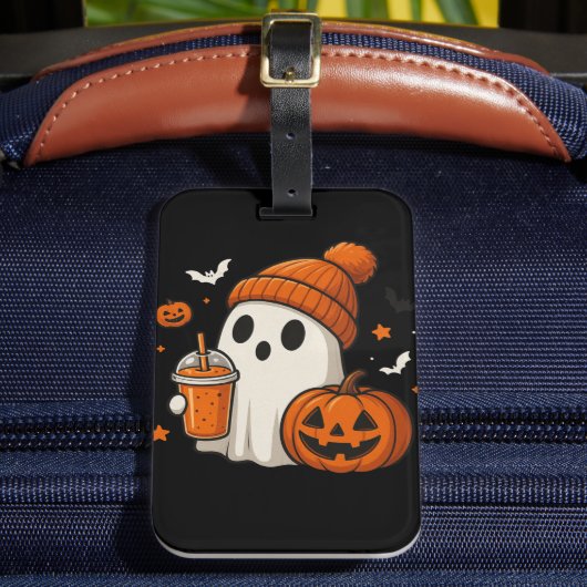 Étiquette À Bagage Ghost d'Halloween mignonne avec Citrouille et boir (Insitu Rectoal 2)