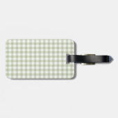 Étiquette À Bagage Gingham Monogramme Vert Sauge  (Dos horizontal)