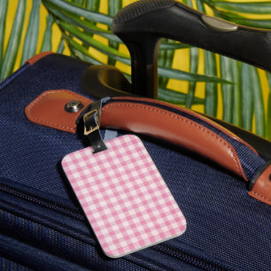 Étiquette À Bagage Gingham Rose Bébé