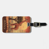 Étiquette À Bagage Girafe avec coucher de soleil africain -Poster Vin (Devant horizontal)