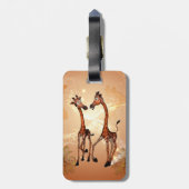 Étiquette À Bagage Girafes drôles de bande dessinée (Dos Vertical)