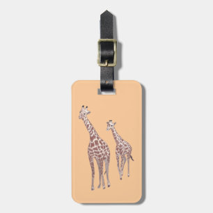 Étiquette À Bagage Girafes mère et enfant dessin Bagages Tags