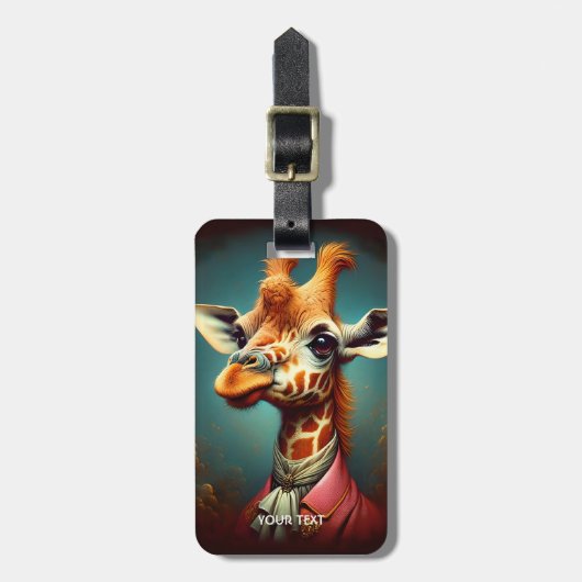 Étiquette À Bagage Giraffe Art Déco Imaginaire (Devant Vertical)