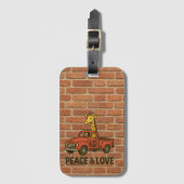 Étiquette À Bagage Giraffe cool à bord d'un camion de paix (Devant Vertical)