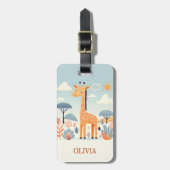 Étiquette À Bagage Giraffe de croustilles à la savane (Devant Vertical)