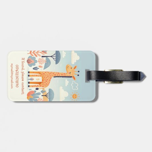 Étiquette À Bagage Giraffe de croustilles à la savane (Dos horizontal)