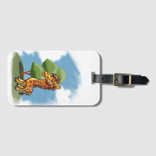 Étiquette À Bagage Giraffe de dessin (Devant Horizontal)