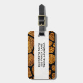 Étiquette À Bagage Giraffe d'or, Parties scintillant d'or, Impression (Devant Vertical)