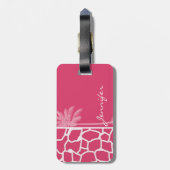 Étiquette À Bagage Giraffe rose foncé Imprimer; Palme d'été (Dos Vertical)