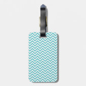 Étiquette À Bagage Girl Aqua White Chevron Stripes Monogramme (Dos Vertical)