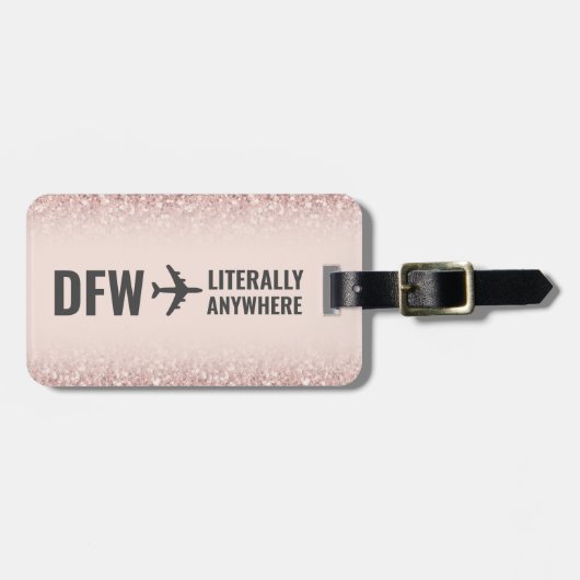 Étiquette À Bagage Girl Rose Gold Parties scintillant Custom Code aér (Devant horizontal)