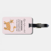 Étiquette À Bagage Girls mignonne Gingembre Orange Tabby Nom du chat  (Dos horizontal)