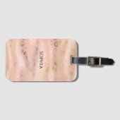 Étiquette À Bagage Girly Blush Pink Gold Leopard Animal  (Devant Horizontal)