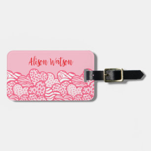 Étiquette À Bagage Girly Blush Rose mignon Animal Imprimer Coeurs Adr
