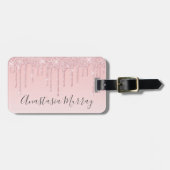 Étiquette À Bagage Girly Glam Blush Rose Gold Parties scintillant Dri (Devant horizontal)