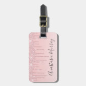Étiquette À Bagage Girly Glam Blush Rose Gold Parties scintillant Dri (Devant Vertical)