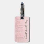Étiquette À Bagage Girly Glam Blush Rose Gold Parties scintillant Dri (Dos Vertical)
