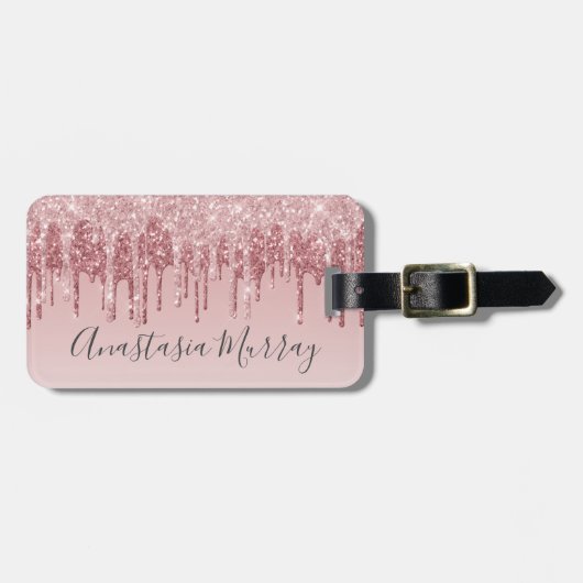 Étiquette À Bagage Girly Glam Blush Rose Gold Parties scintillant Dri (Devant horizontal)